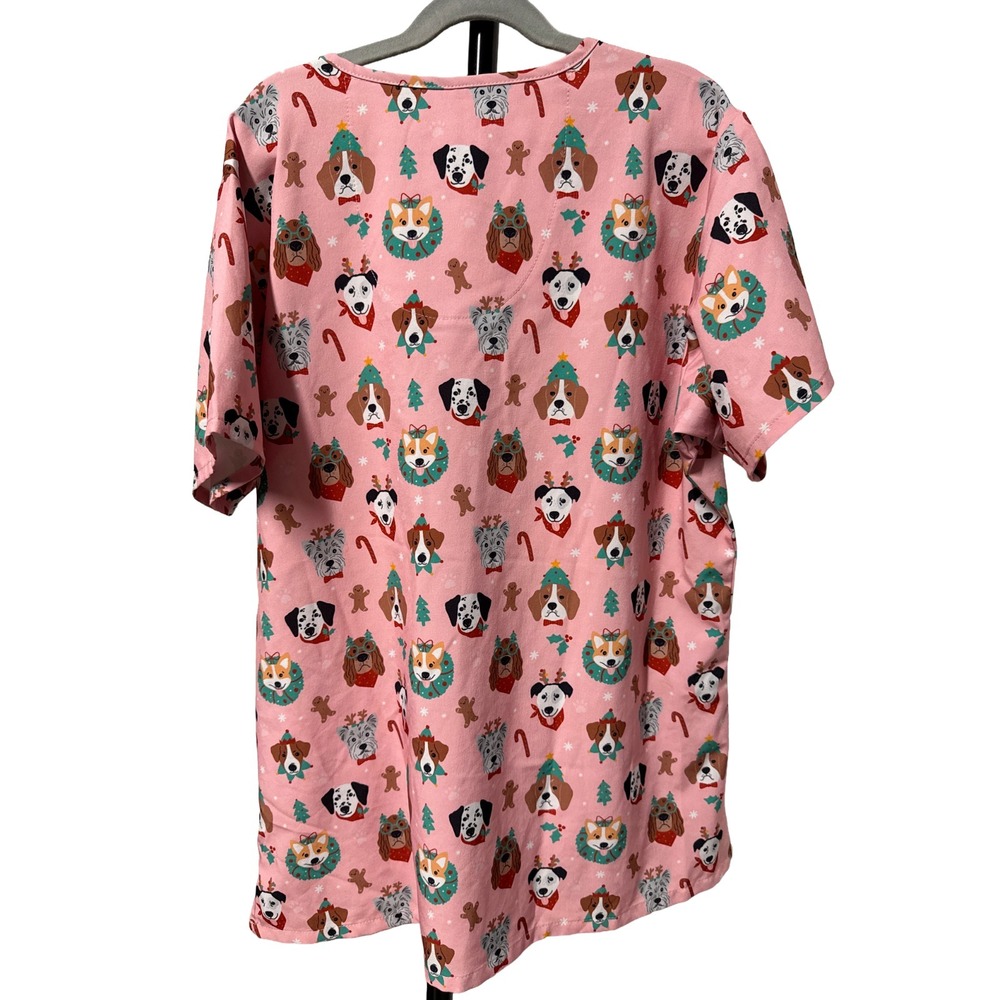 Medical Scrub‎ Top Bundle Large Christmas Dog Pink V Neck Sienna Animal Print